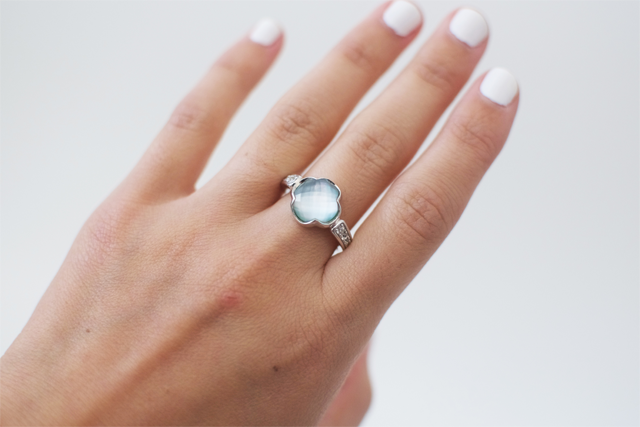 Stone + Alloy kindred pendant ring in ocean pearl quartz