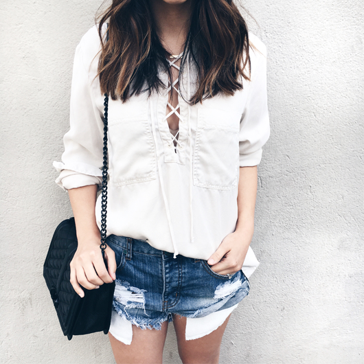 Free People lace-up top