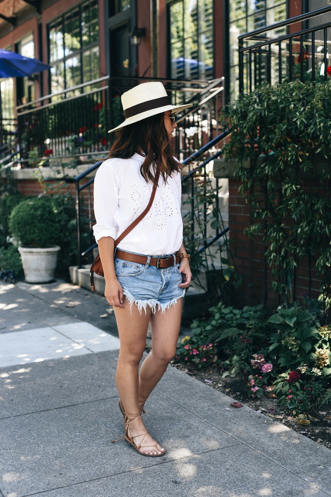 Crystalin Marie wearing Madewell lace up sandals