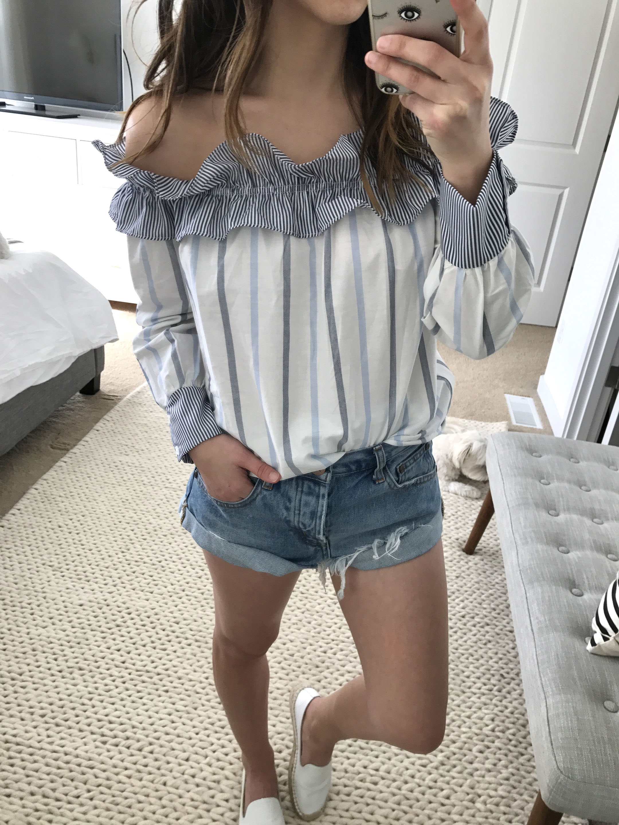 English Factory Ruffle Off the Shoulder top 4
