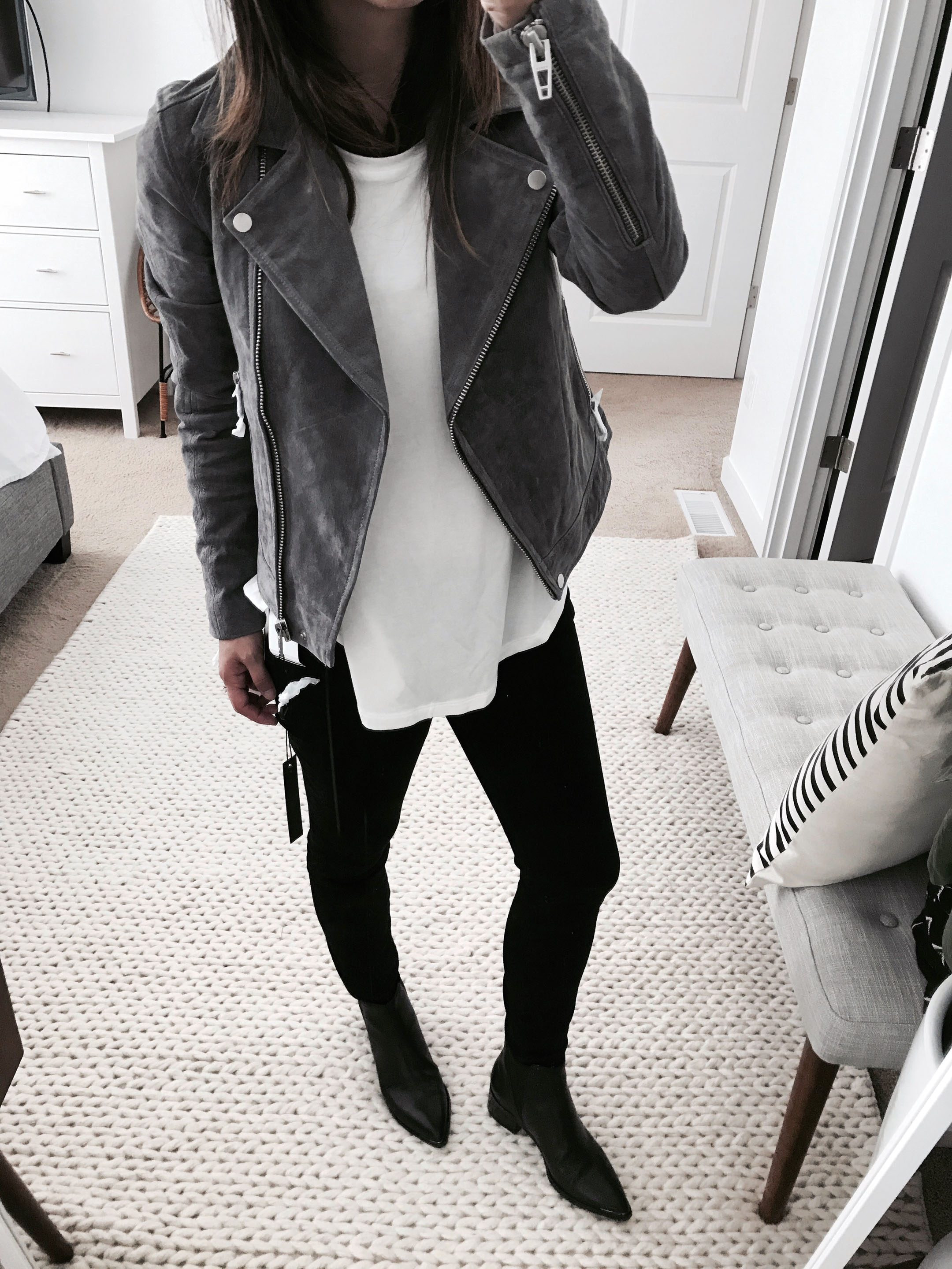 Blank NYC gray suede moto jacket