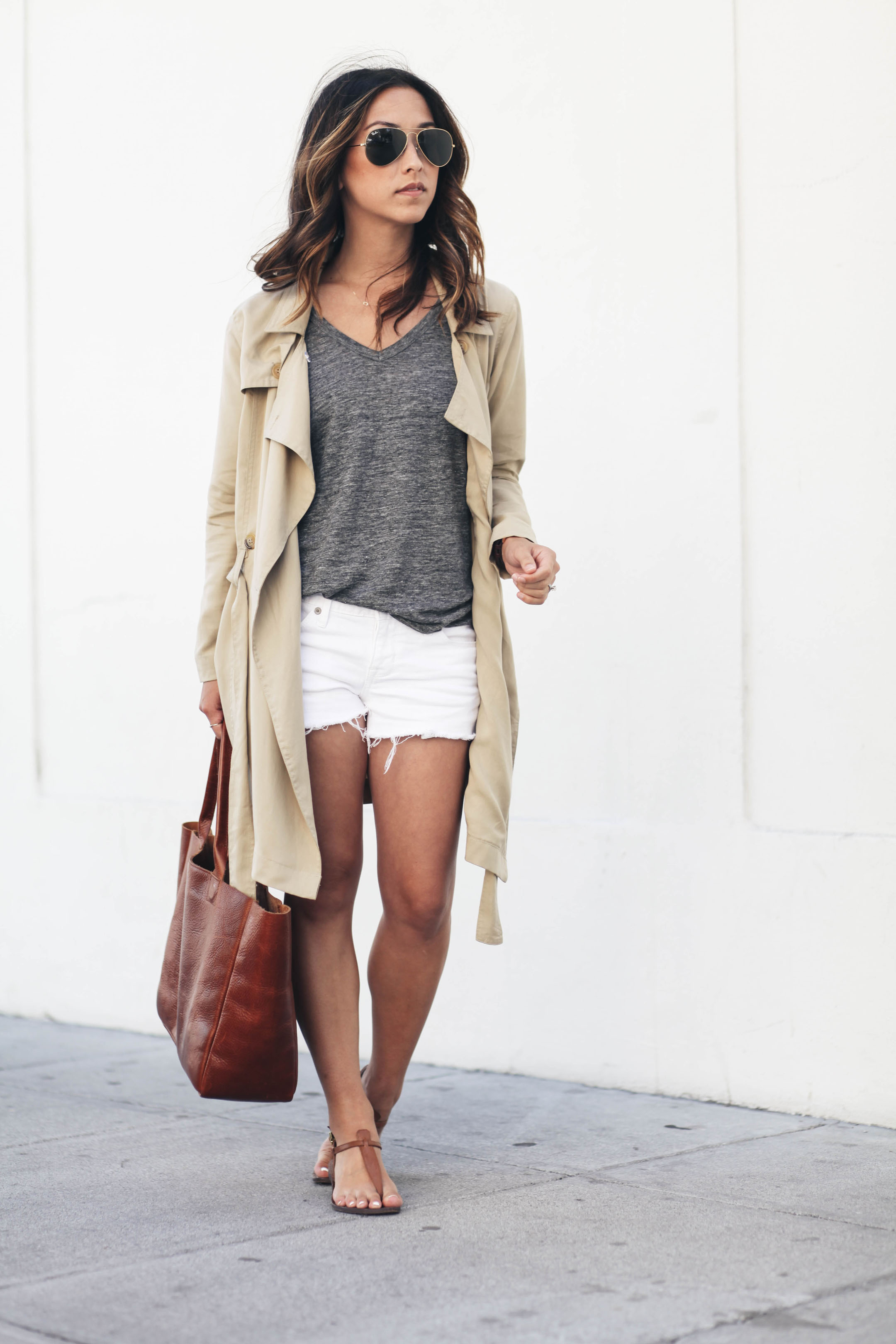 Drape front trench with shorts