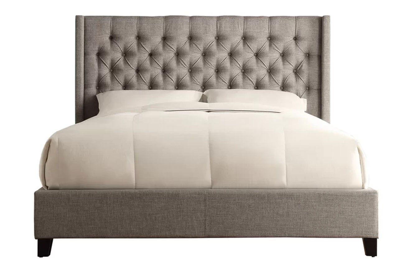 Declare 3 dots upholstered bed in gray