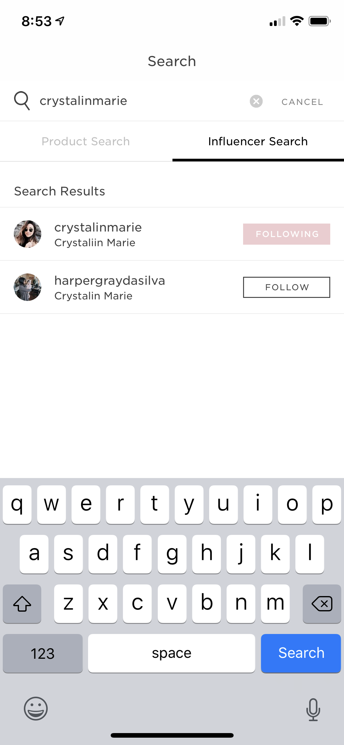 Search Influencer for Crystalin Marie