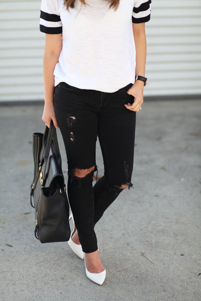 AG distressed ankle jeans