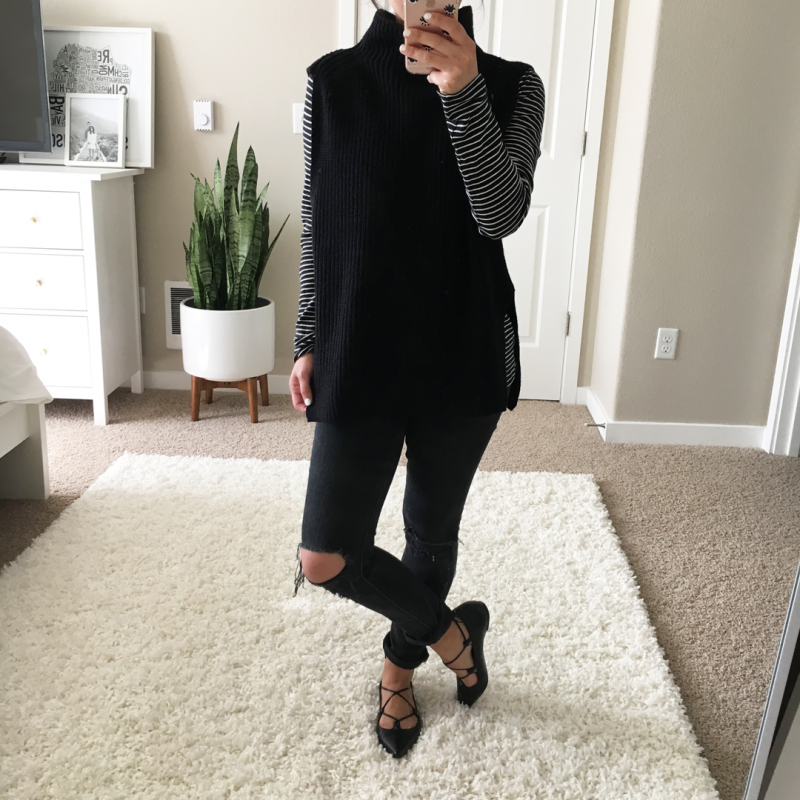 Crystalin Marie wearing Trouvé Funnel Neck Sleeveless Sweater