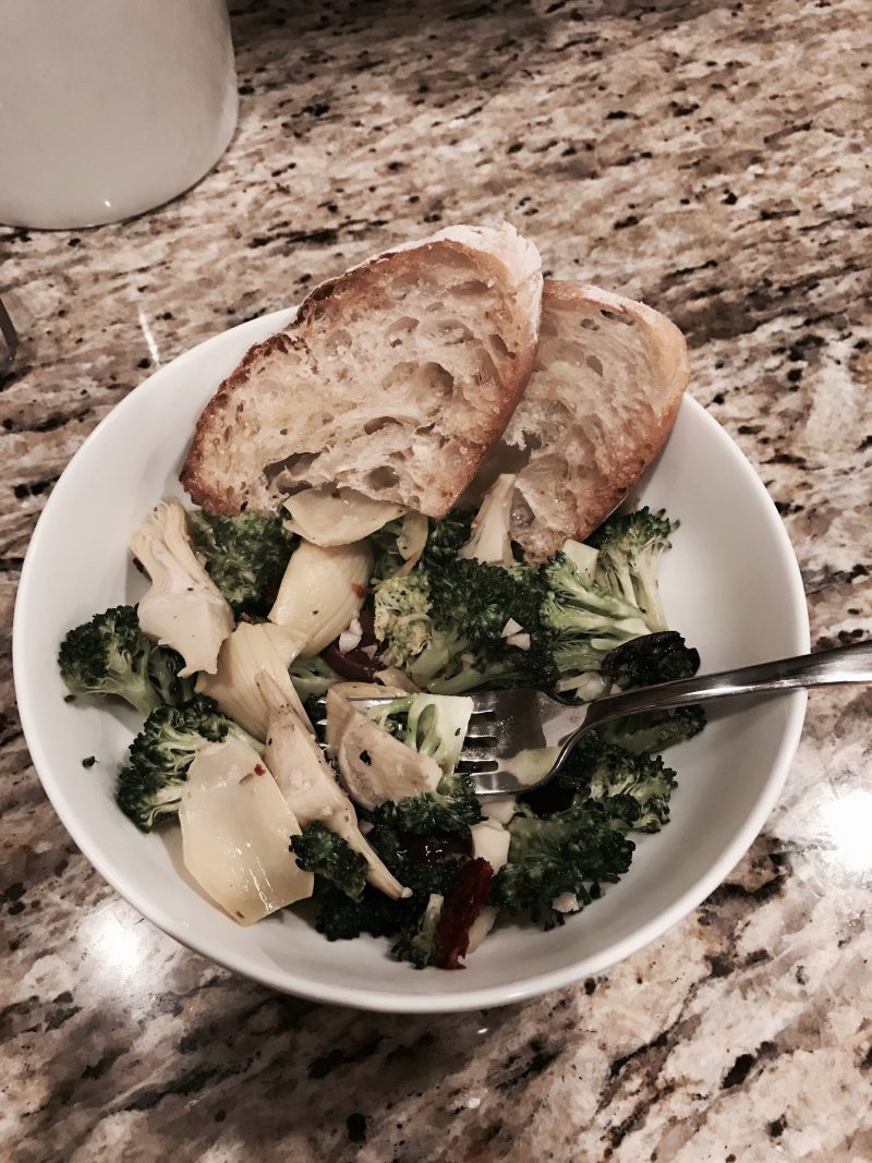 veggies and toasted bread