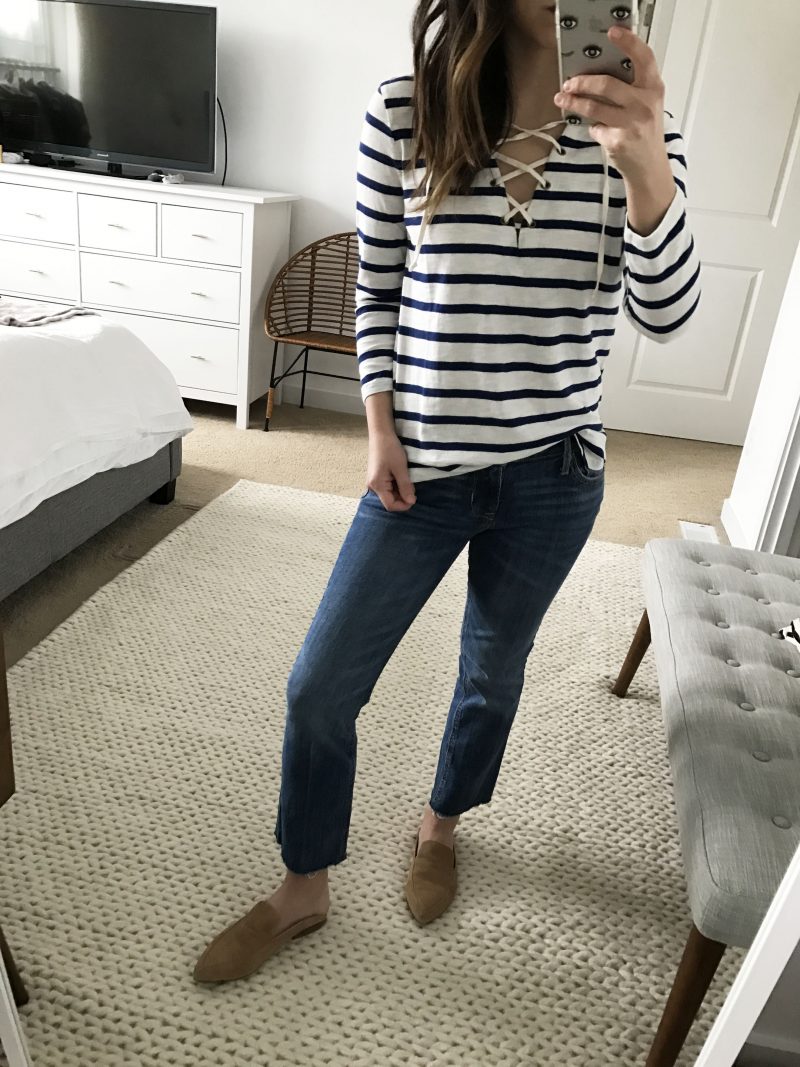 Old Navy striped lace up top 3