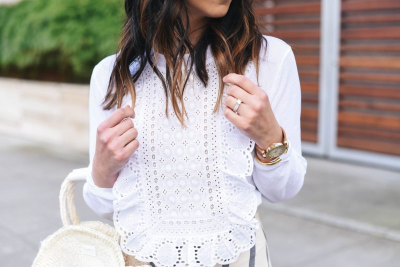 j.Crew embroidered white sweater