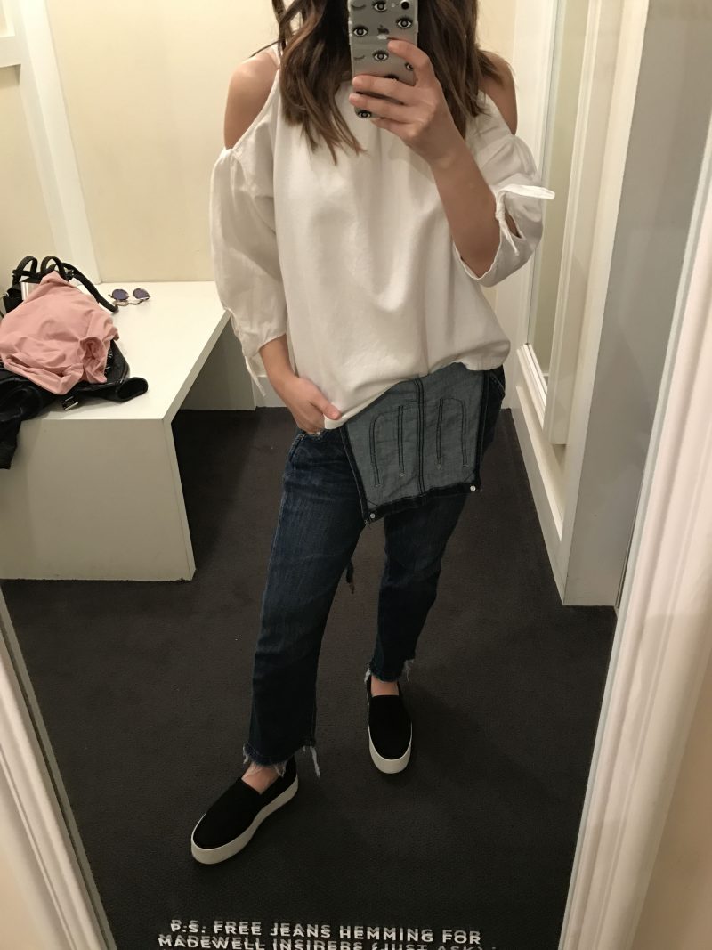 Madewell cold-shoulder top in white 1