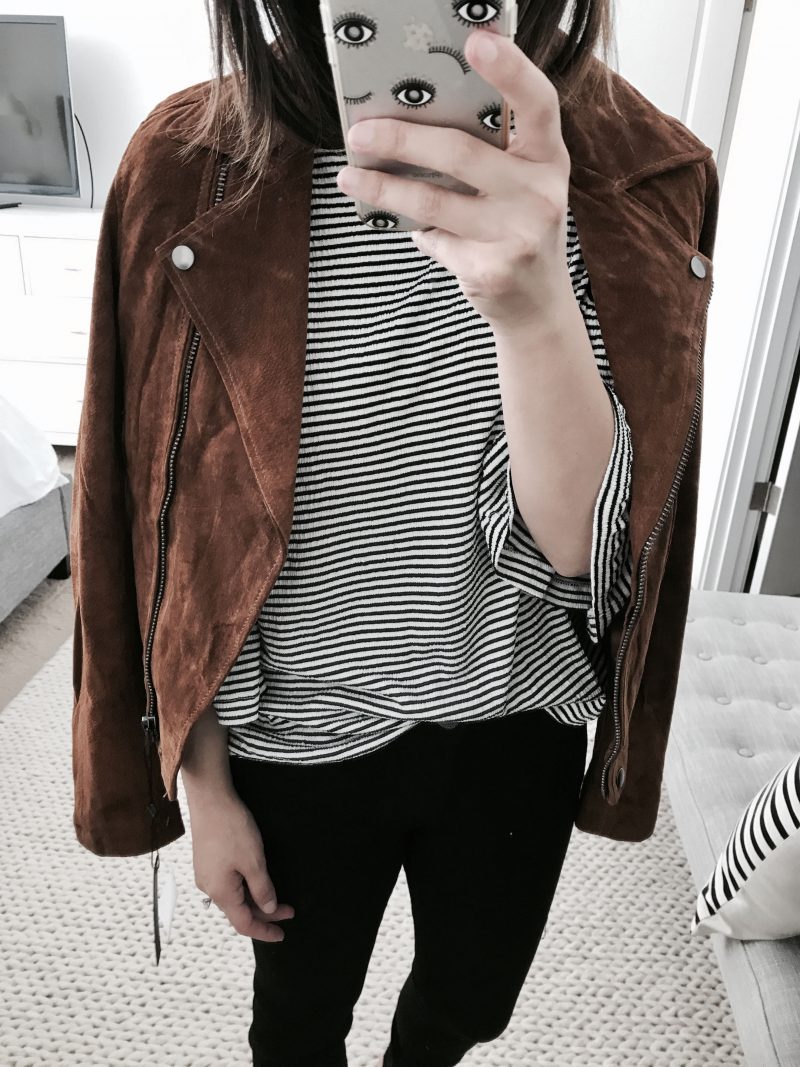 Blank NYC suede moto jacket in spice