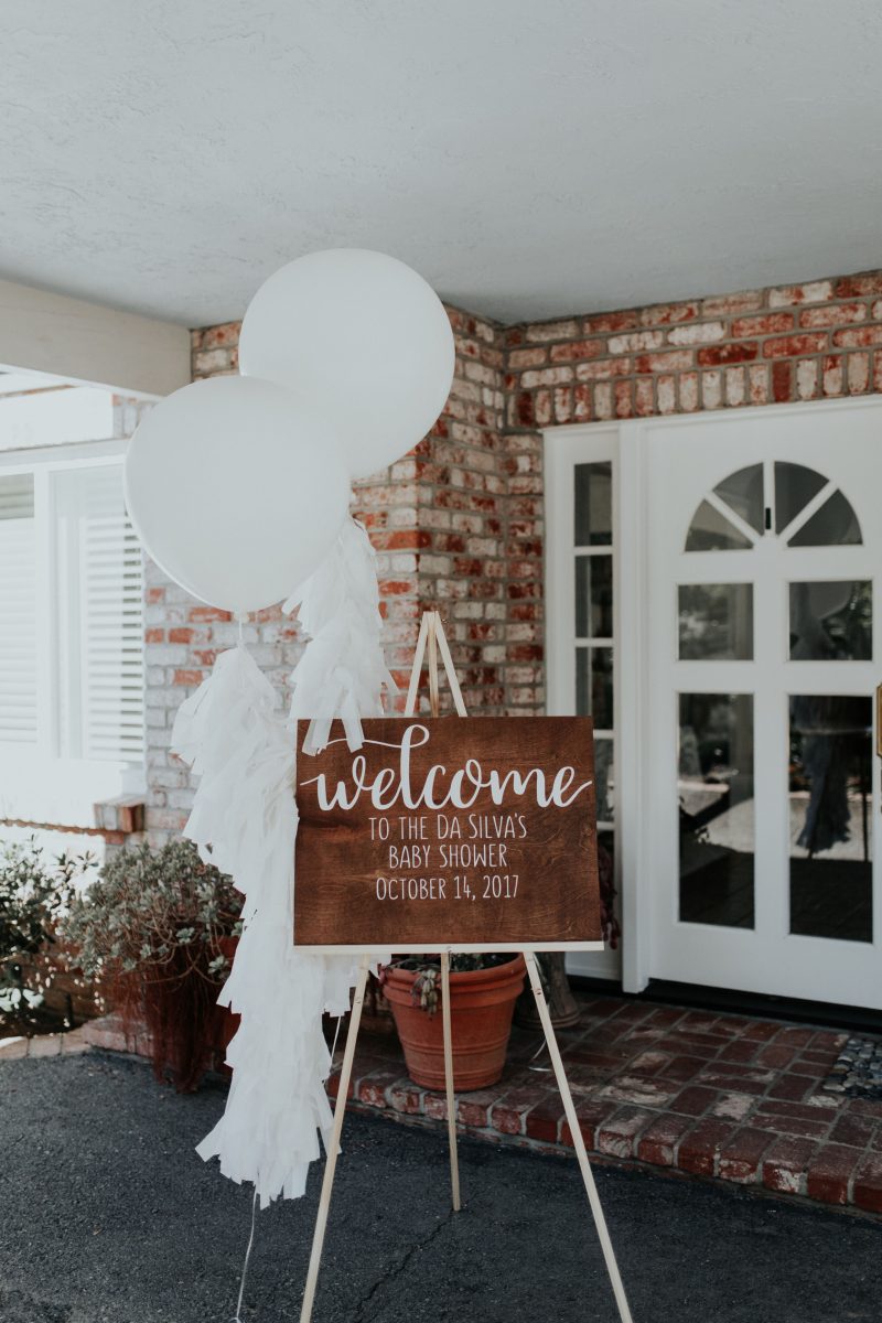 Crystalin Marie Baby Shower wooden welcome sign